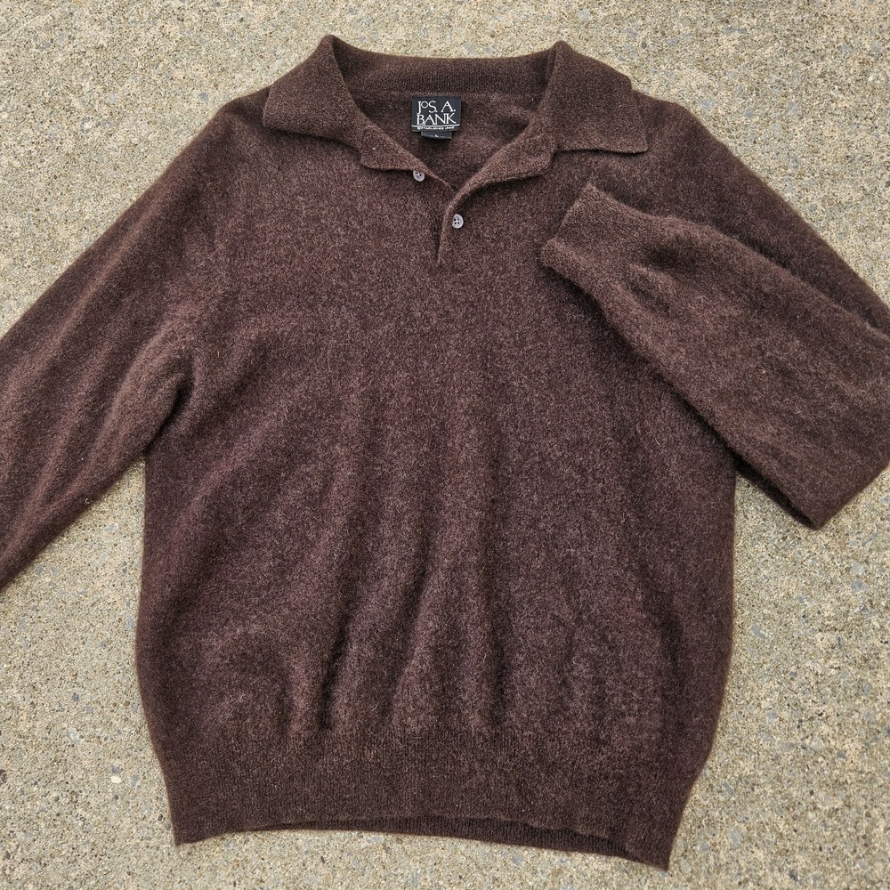Jos. A. Bank L Long Sleeve Collared Neck Pullover Cashmere Sweater 1/4 Button - Picture 7 of 7